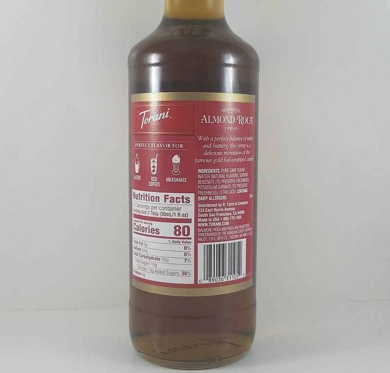 Almond Roca 750ml Ingredients / Torani Syrup