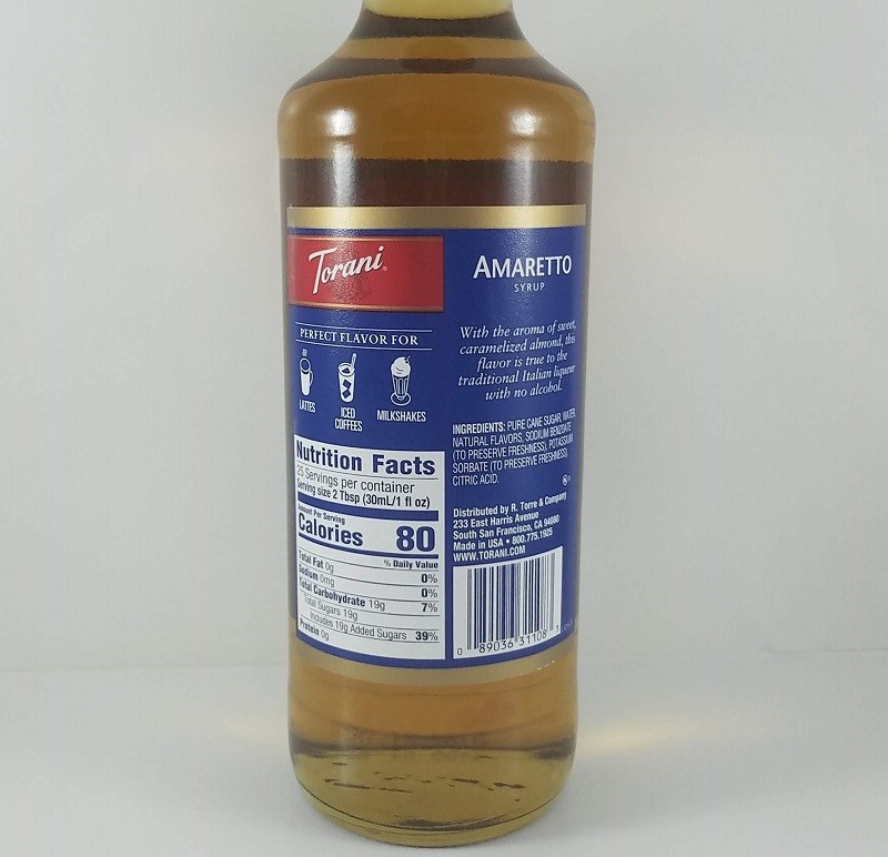 Amaretto Flavored 750ml Ingredients / Torani Syrup