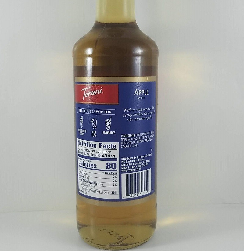 Apple Flavored 750ml Ingredients / Torani Syrup