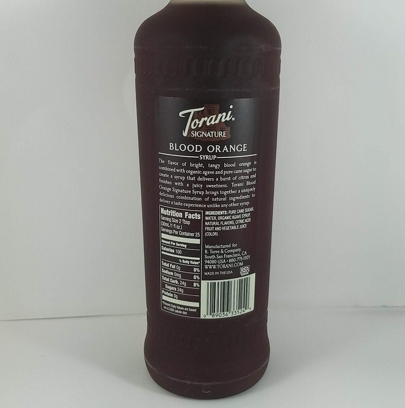 Blood Orange Flavored 750ml ingredients / Torani Syrup