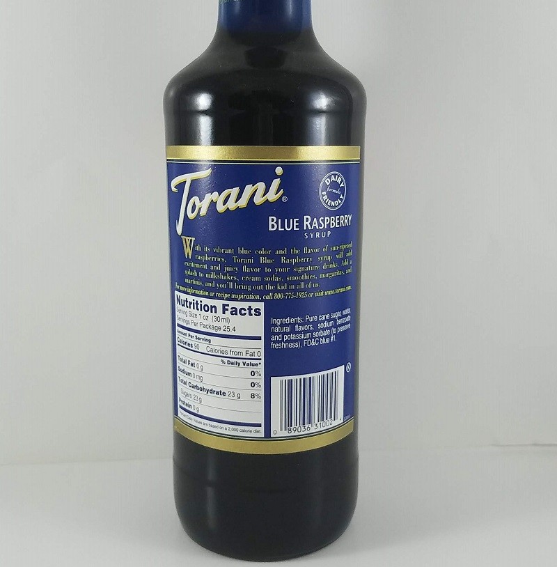 Blue Raspberry Flavored 750ml Ingredients / Torani Syrup