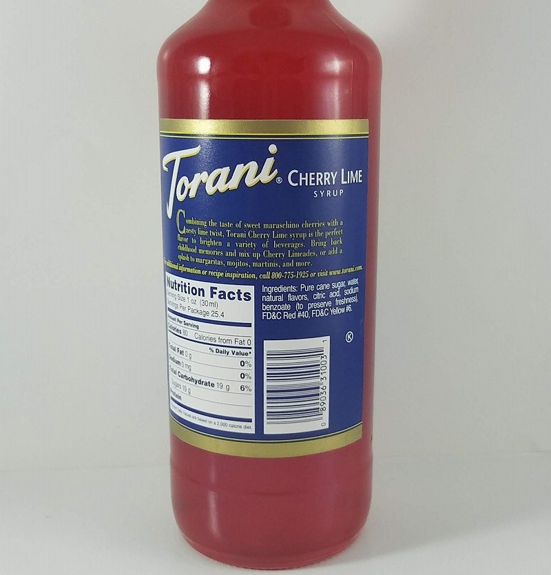 Cherry Lime Flavored 750 ml Ingredients / Torani
