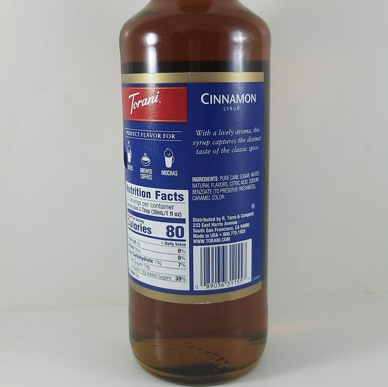 Cinnamon Flavored 750ml Ingredients / Torani Syrup