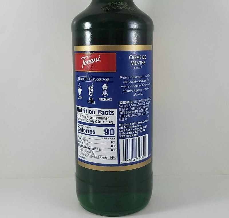 Creme de Menthe 750ml Ingredients / Torani Syrup
