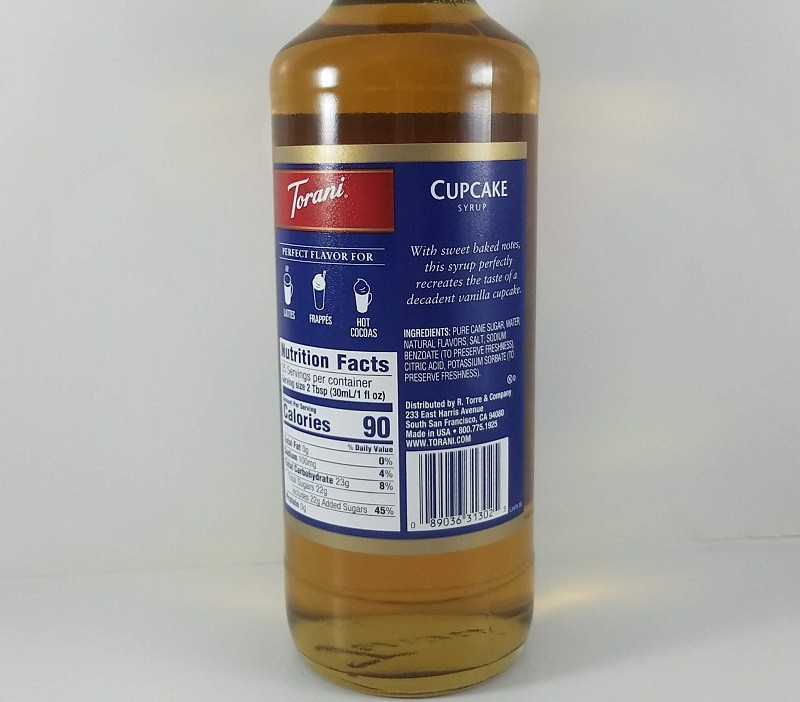 Cupcake flavored 750ml ingredients / Torani Syrup