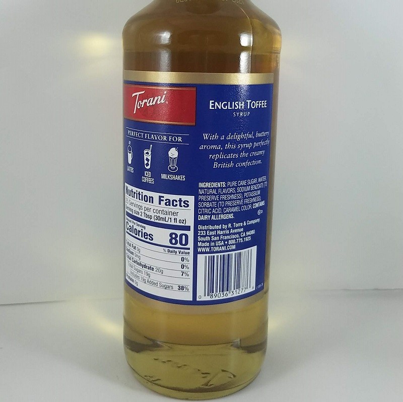 English Toffee flavored 750ml Ingredients / Torani Syrup