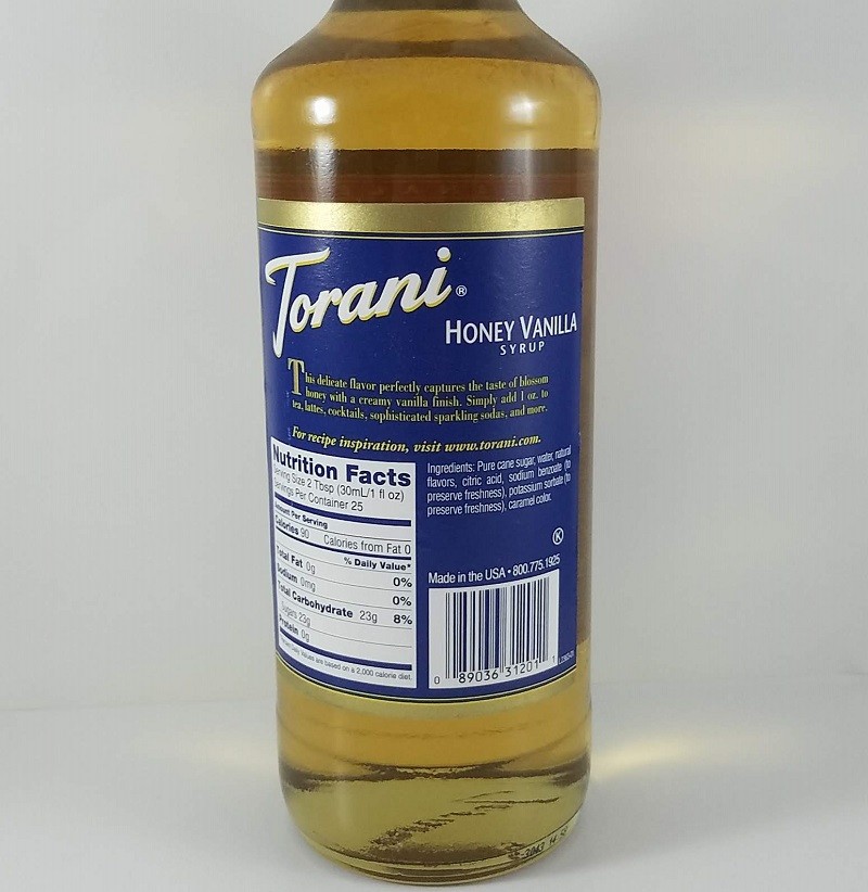 Honey Vanilla Flavored 750ml Ingredients / Torani Syrup