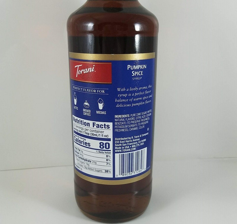 Pumpkin Spice flavored 750ml ingredients / Torani Syrup