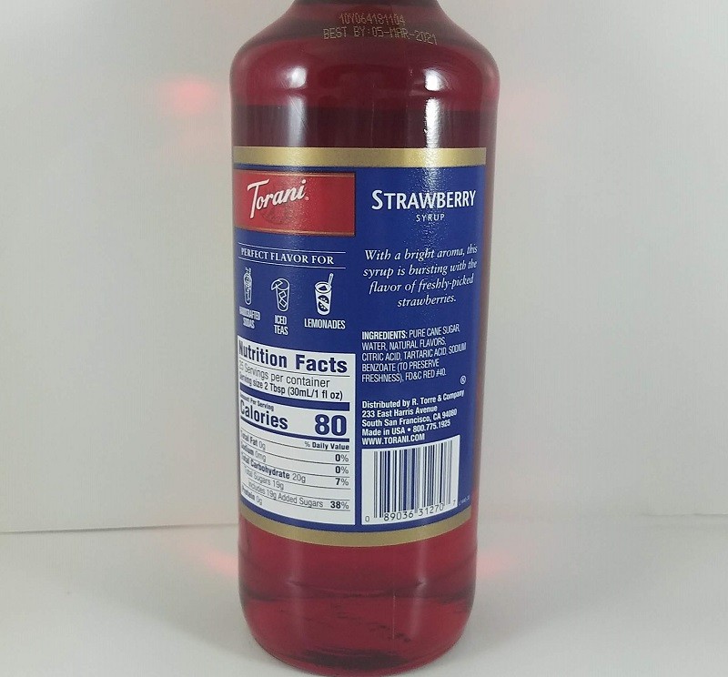 Strawberry flavored 750ml ingredients / Torani Syrup