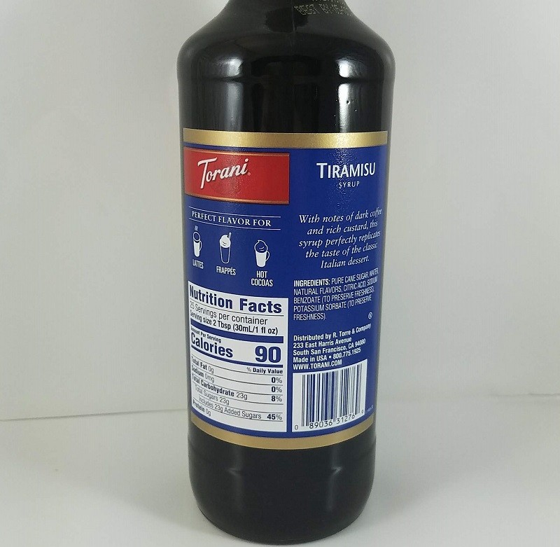 Tiramisu flavored 750ml ingredients / Torani Syrup